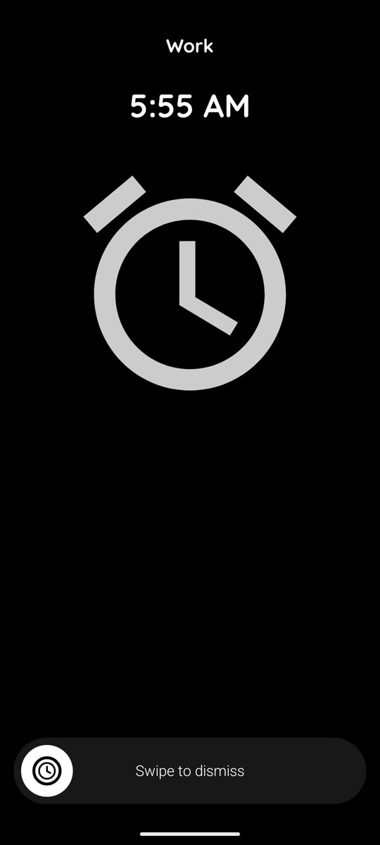 The ringing alarm screen