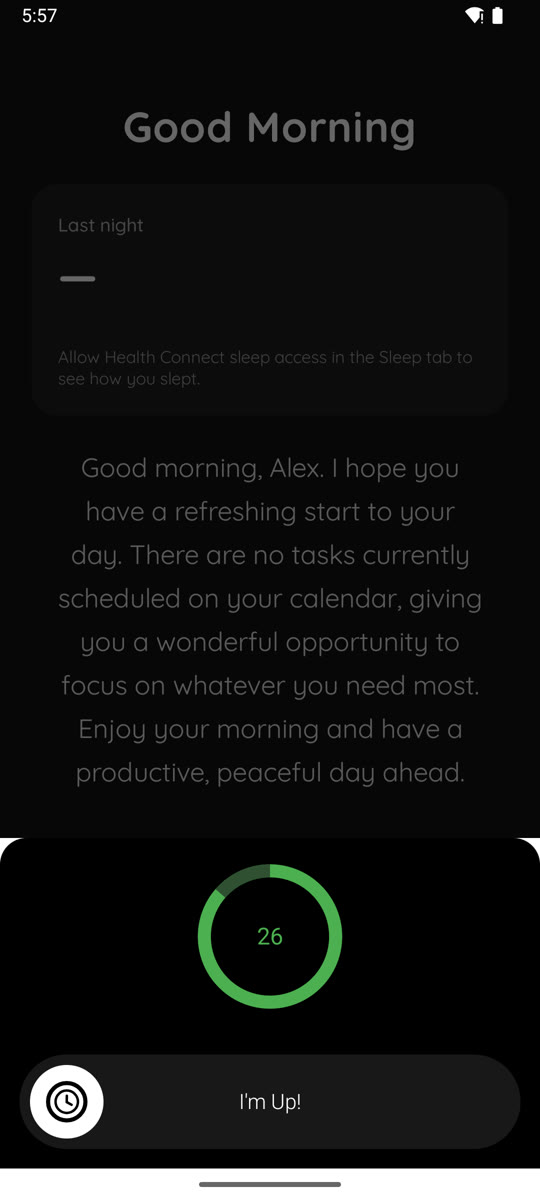 The wake-up check screen